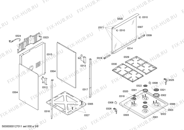 Взрыв-схема плиты (духовки) Bosch HSC66I51ED EXPRESS CONTROL INOX 4Q - Схема узла 03