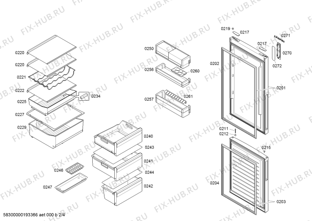 Схема №4 KG36NXW33 с изображением Дверь для холодильной камеры Siemens 00714457