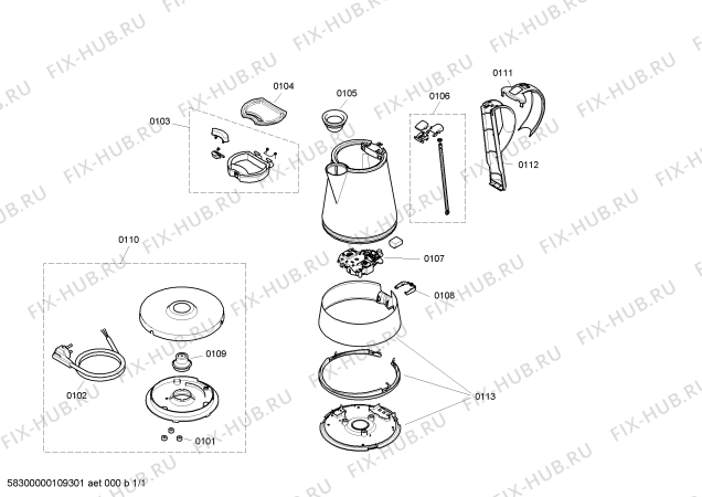 Схема №1 TWK5501N с изображением Крышка для чайника (термопота) Bosch 00601869