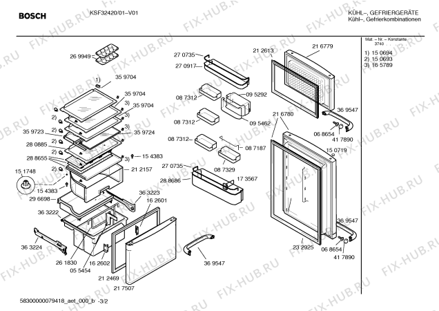 Взрыв-схема холодильника Bosch KSF32420 - Схема узла 02