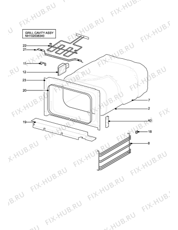 Взрыв-схема плиты (духовки) Electrolux EDB705W - Схема узла H10 Grill cavity assy