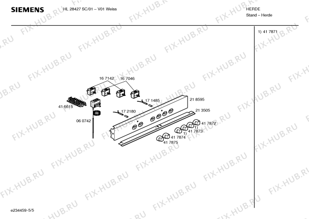 Взрыв-схема плиты (духовки) Siemens HL28427SC - Схема узла 05