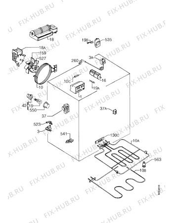 Взрыв-схема плиты (духовки) Zanussi ZBM762B - Схема узла Functional parts