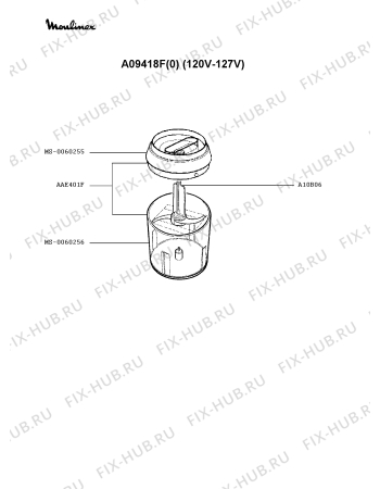 Взрыв-схема блендера (миксера) Moulinex A09418F(0) - Схема узла 1P001098.1P2