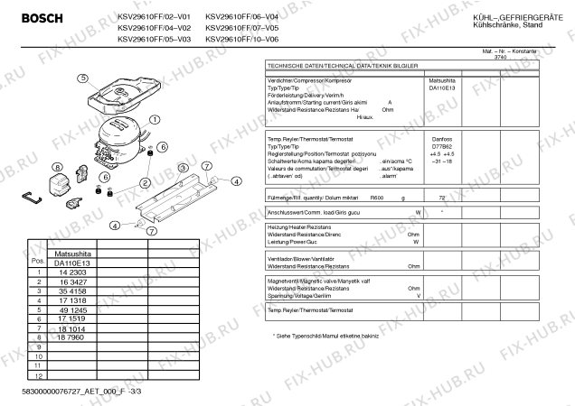 Взрыв-схема холодильника Bosch KSV29610FF - Схема узла 03