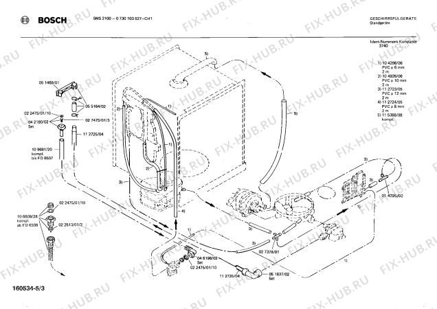 Взрыв-схема посудомоечной машины Bosch 0730103527 SMS2100 - Схема узла 03