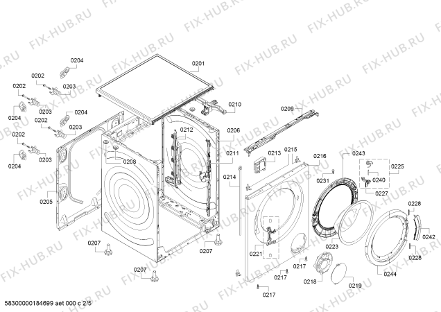 Взрыв-схема стиральной машины Bosch WAK24260ID Maxx - Схема узла 02