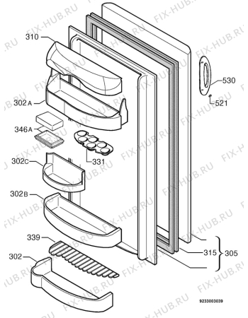 Взрыв-схема холодильника Electrolux ER7828C - Схема узла Door 003