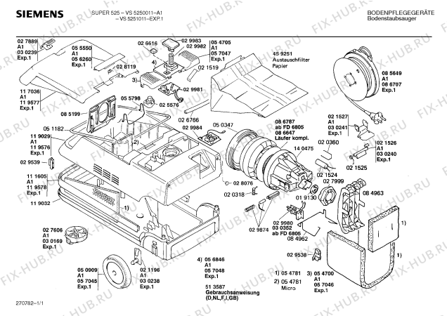 Схема №1 VS5250011 SUPER 525 ELECTRONIC с изображением Кнопка для мини-пылесоса Siemens 00029983