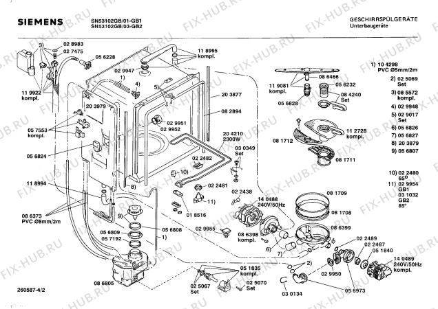 Взрыв-схема посудомоечной машины Siemens SN53102GB - Схема узла 02