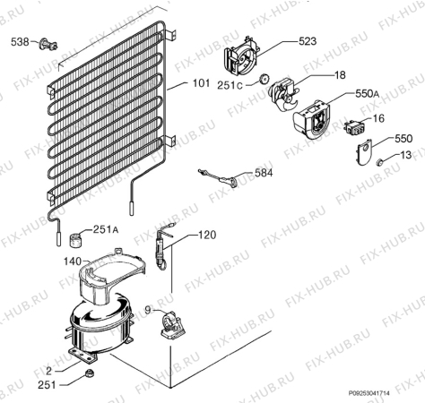 Взрыв-схема холодильника Arthurmartinelux ARA28285W8 - Схема узла Cooling system 017