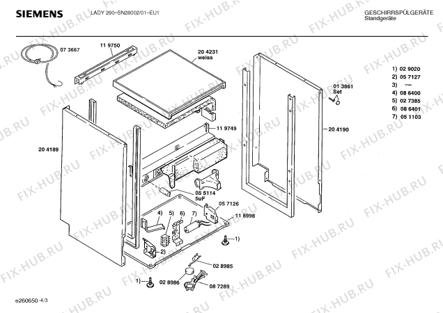 Схема №4 SN28002 с изображением Панель для посудомойки Siemens 00271200