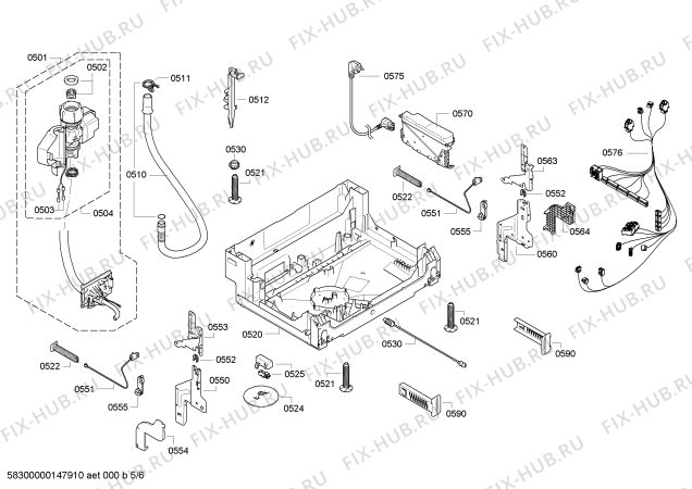 Взрыв-схема посудомоечной машины Bosch SMI85M25DE - Схема узла 05