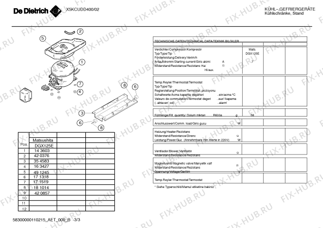 Схема №3 X5KCUDD400 с изображением Клапан для холодильника Bosch 00494456