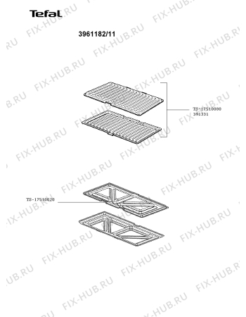 Взрыв-схема вафельницы (бутербродницы) Tefal 3961182/11 - Схема узла 3961182A.TR2
