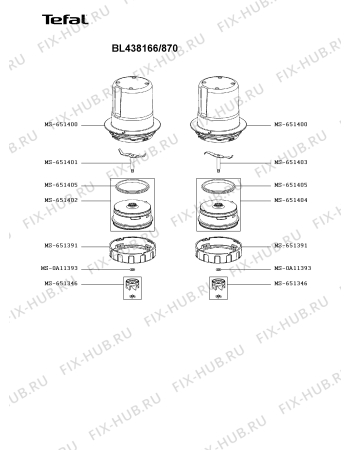 Взрыв-схема блендера (миксера) Tefal BL438166/870 - Схема узла IP005985.0P3