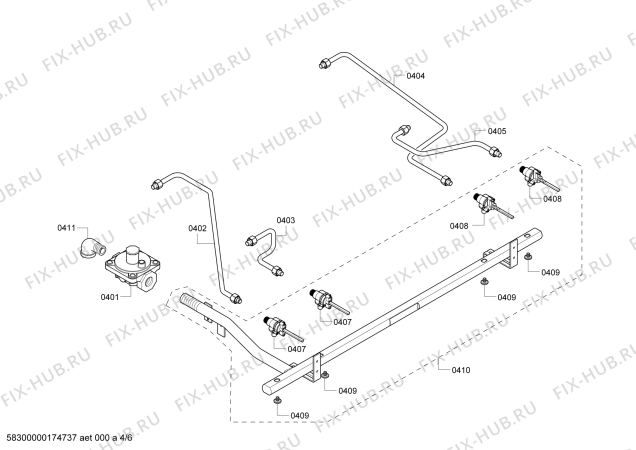 Схема №6 PC364GEBS с изображением Коллектор для плиты (духовки) Bosch 00663547
