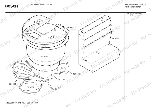 Взрыв-схема кухонного комбайна Bosch MUM4675EU ProfiMixx 46 - Схема узла 03