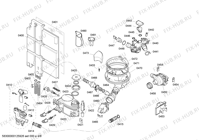 Взрыв-схема посудомоечной машины Bosch SGS09T06EU - Схема узла 04