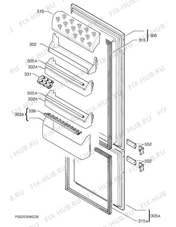Взрыв-схема холодильника Faure FBB29430SA - Схема узла Door 003