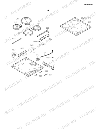 Схема №3 EDUR 6640 IN с изображением Нагревательный элемент для плиты (духовки) Whirlpool 480121101878