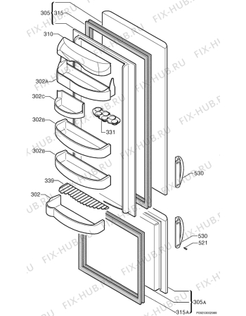 Взрыв-схема холодильника Rosenlew RJP399 - Схема узла Door 003