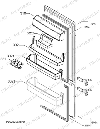 Взрыв-схема холодильника Aeg SCS51813S1 - Схема узла Door 003