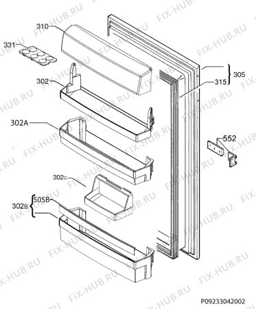 Взрыв-схема холодильника Aeg SKA68840S3 - Схема узла Door 003