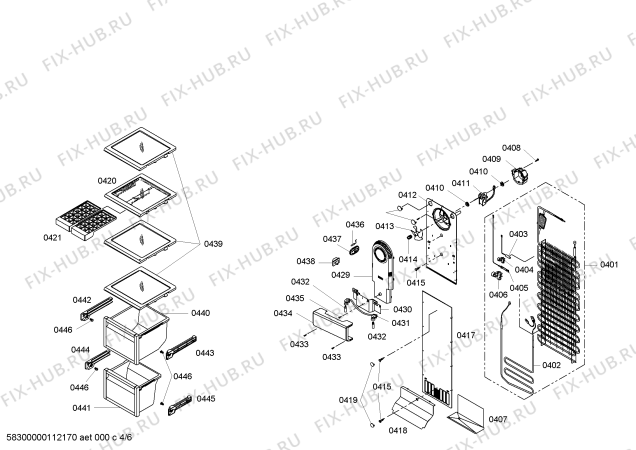 Взрыв-схема холодильника Bosch KAN57V40TI - Схема узла 04