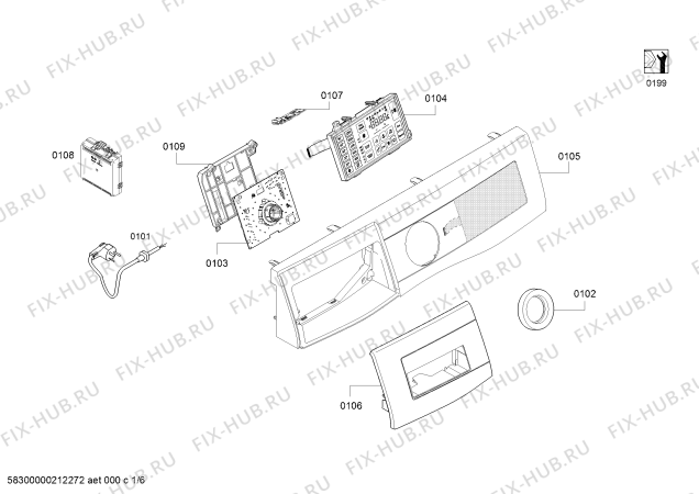 Схема №6 WDU286690W с изображением Наклейка для стиральной машины Bosch 10008815