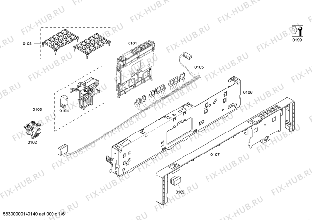 Схема №6 SHX45M06UC с изображением Панель управления для посудомойки Bosch 00665300