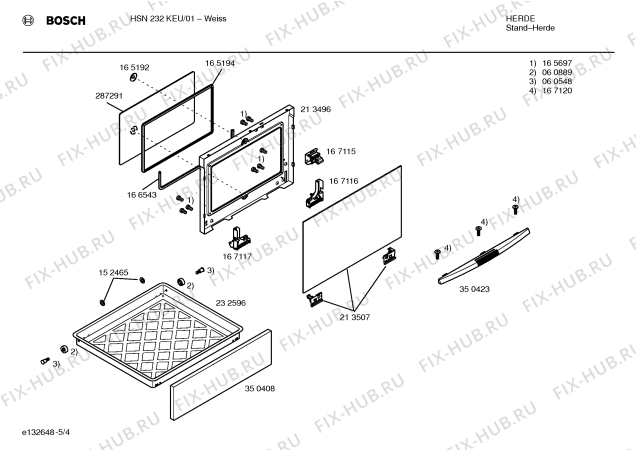 Взрыв-схема плиты (духовки) Bosch HSN232KEU - Схема узла 04
