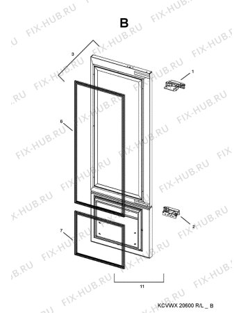 Взрыв-схема холодильника Whirlpool KCVWX20600L (F100234) - Схема узла