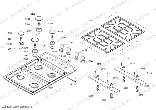 Схема №3 SGCS304RB с изображением Варочная панель для плиты (духовки) Bosch 00143097