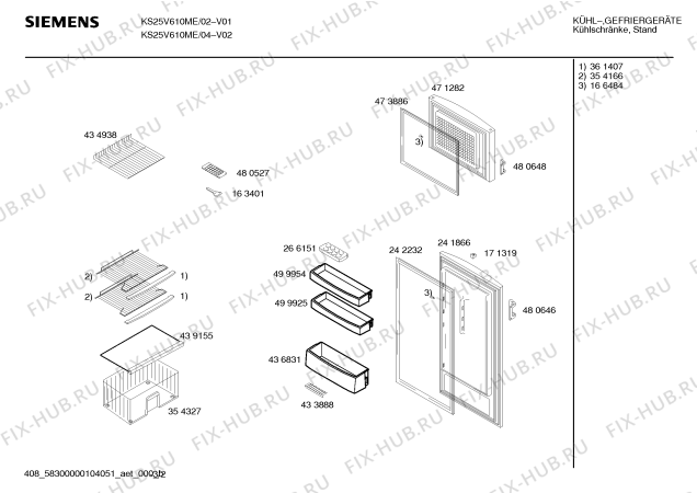 Взрыв-схема холодильника Siemens KS25V610ME - Схема узла 02