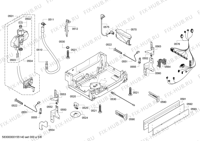 Взрыв-схема посудомоечной машины Bosch SMU55M02SK - Схема узла 05