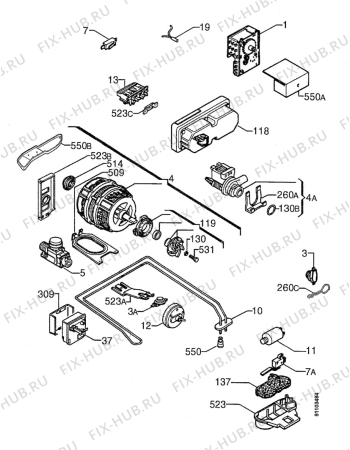 Взрыв-схема посудомоечной машины Electrolux 450TE - Схема узла W10 Electric, users manual F