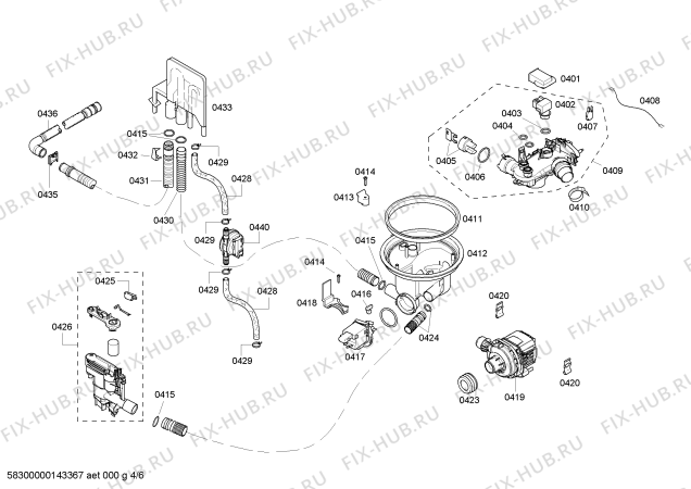 Взрыв-схема посудомоечной машины Bosch SHV68P03UC - Схема узла 04