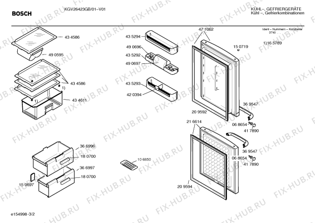 Взрыв-схема холодильника Bosch KGV26423GB - Схема узла 02