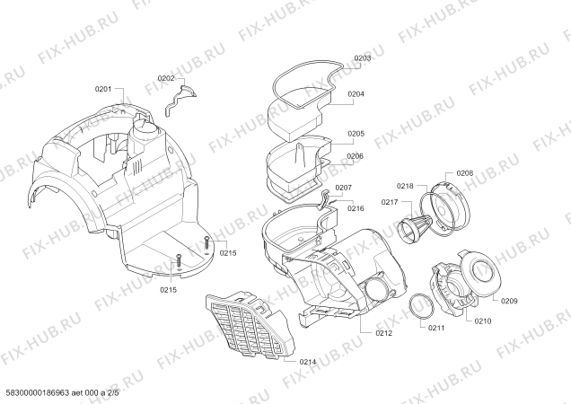 Взрыв-схема пылесоса Bosch BGS4210B Bosch Runn'n - Схема узла 02