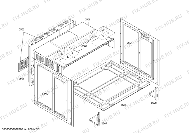 Взрыв-схема плиты (духовки) Siemens HE13950 - Схема узла 05