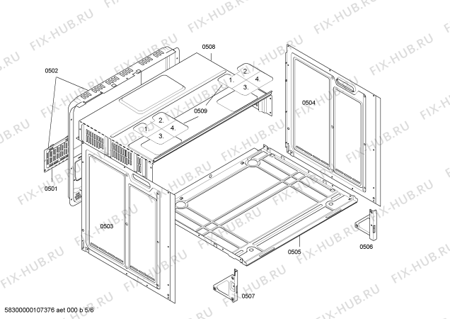 Взрыв-схема плиты (духовки) Siemens HE13940 - Схема узла 05