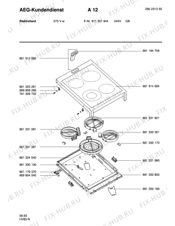 Схема №1 573V-W GB с изображением Конфорка Aeg 8996610302805