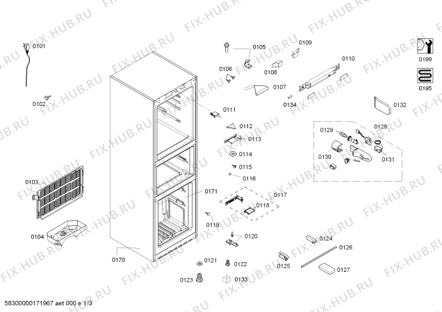 Схема №3 KGD23110TI с изображением Дверь для холодильной камеры Bosch 00712885
