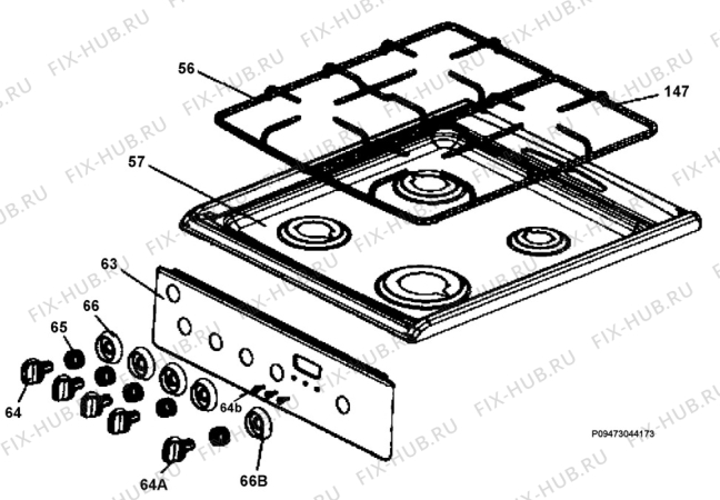 Взрыв-схема плиты (духовки) Aeg Electrolux 17625GM-M - Схема узла Section 4