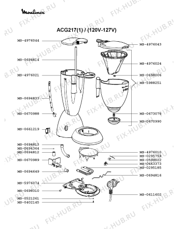 Взрыв-схема кофеварки (кофемашины) Moulinex ACG217(1) - Схема узла IP001517.4P2