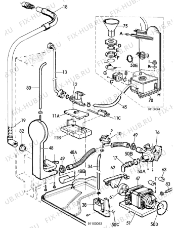 Взрыв-схема посудомоечной машины Electrolux BE12A - Схема узла W20 Pump, Water softener