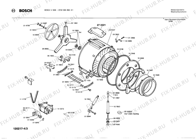 Взрыв-схема стиральной машины Bosch 0722044450 V646 - Схема узла 03