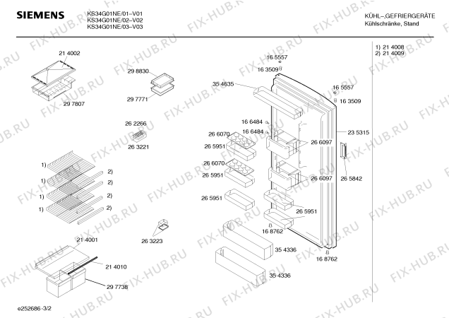 Взрыв-схема холодильника Siemens KS34G01NE - Схема узла 02