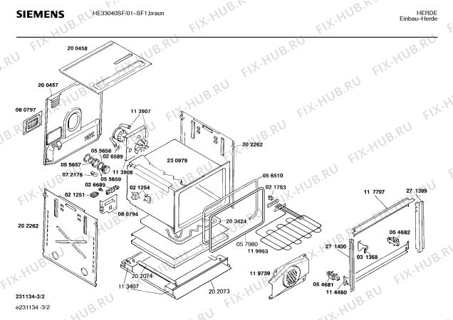 Взрыв-схема плиты (духовки) Siemens HE33040SF - Схема узла 02